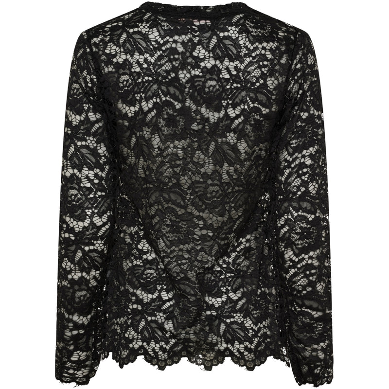 MARTA DU CHATEAU Marta du Chateau dam långärmad spets-t-shirt MdcMilley 7707 LS Tee Black