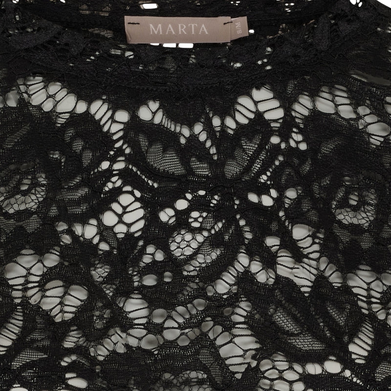 MARTA DU CHATEAU Marta du Chateau dam långärmad spets-t-shirt MdcMilley 7707 LS Tee Black
