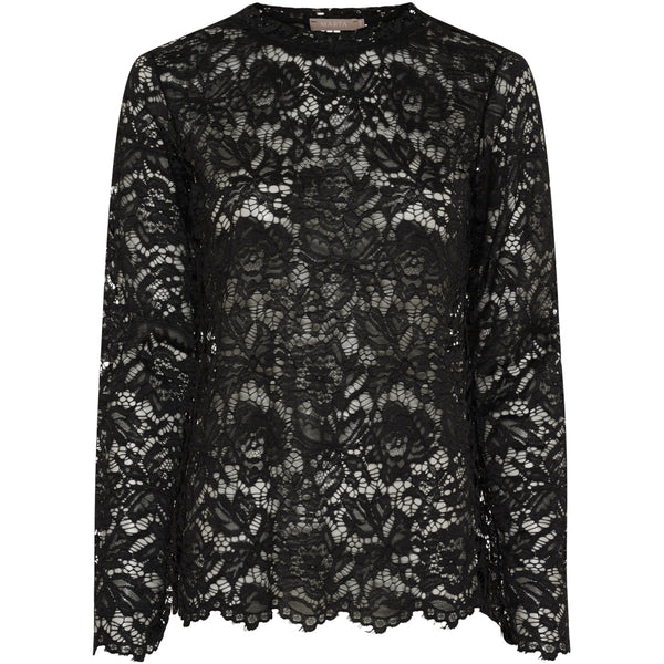 MARTA DU CHATEAU Marta du Chateau dam långärmad spets-t-shirt MdcMilley 7707 LS Tee Black