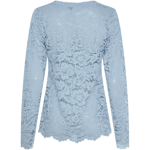 MARTA DU CHATEAU Marta du Chateau dam långärmad spets-t-shirt MdcMilley 7707 LS Tee Light blue