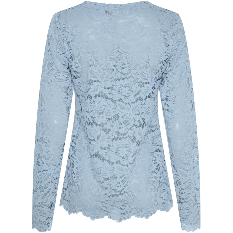 MARTA DU CHATEAU Marta du Chateau dam långärmad spets-t-shirt MdcMilley 7707 LS Tee Light blue