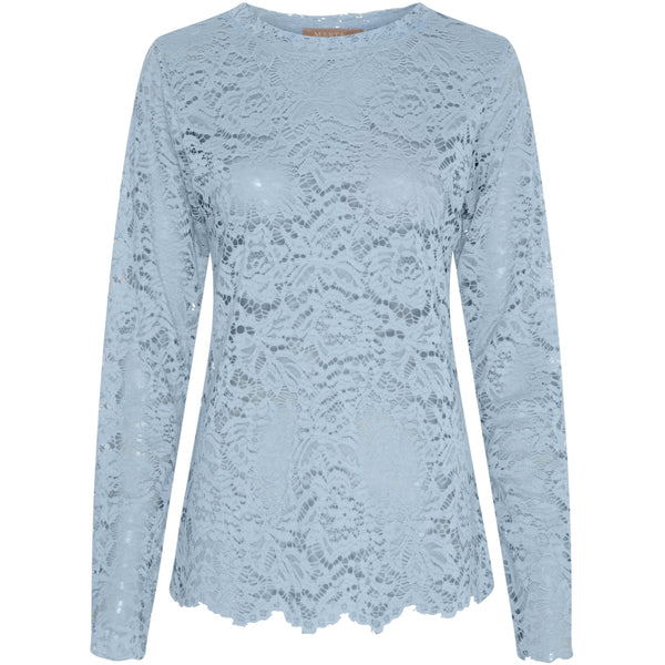 MARTA DU CHATEAU Marta du Chateau dam långärmad spets-t-shirt MdcMilley 7707 LS Tee Light blue