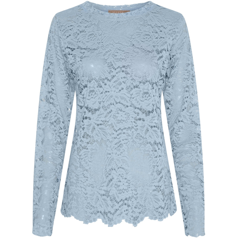 MARTA DU CHATEAU Marta du Chateau dam långärmad spets-t-shirt MdcMilley 7707 LS Tee Light blue