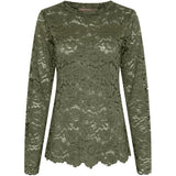 MARTA DU CHATEAU Marta du Chateau dam långärmad spets-t-shirt MdcMilley 7707 LS Tee Militairy