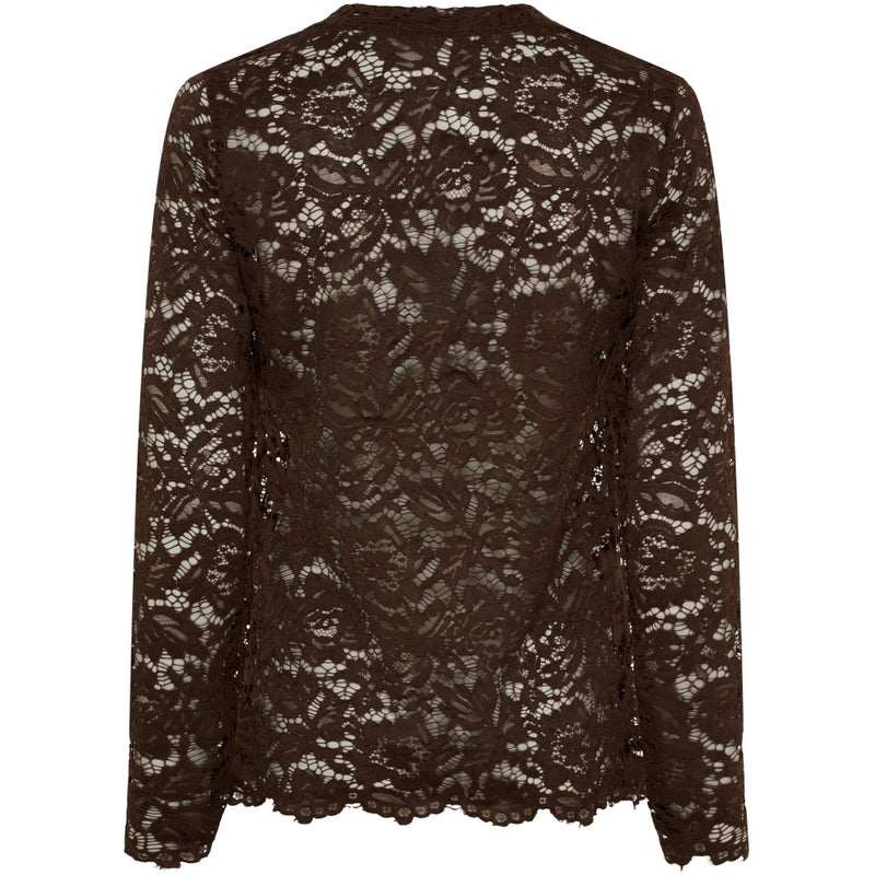 MARTA DU CHATEAU Marta du Chateau dam långärmad spets-t-shirt MdcMilley 7707 LS Tee Moro