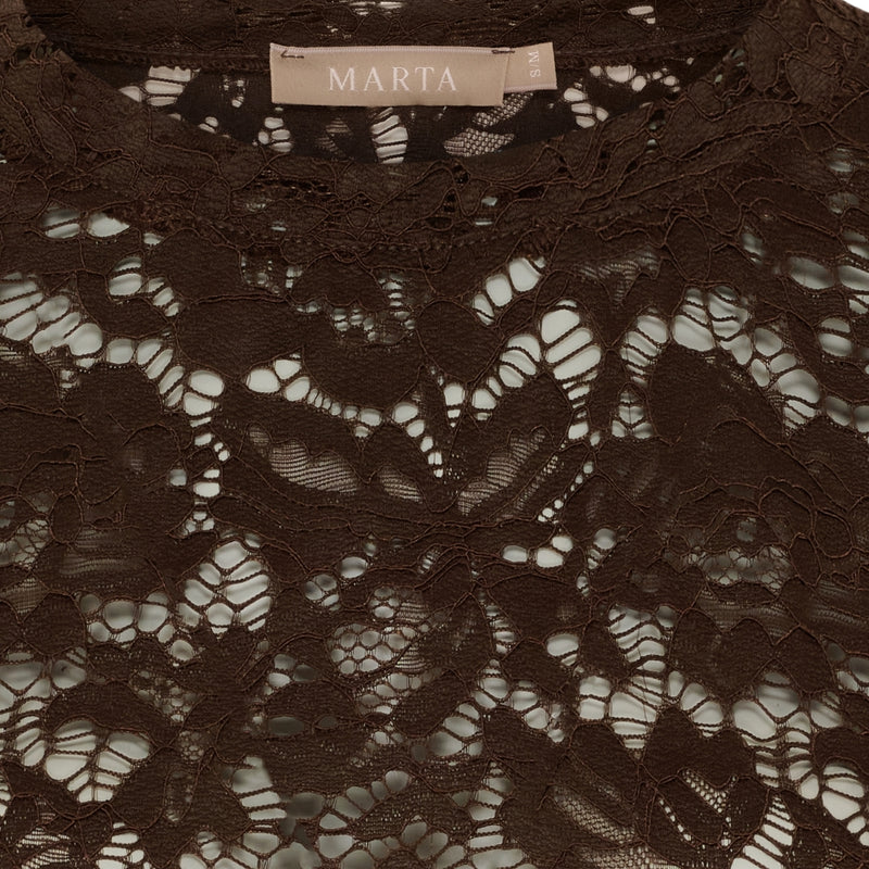 MARTA DU CHATEAU Marta du Chateau dam långärmad spets-t-shirt MdcMilley 7707 LS Tee Moro