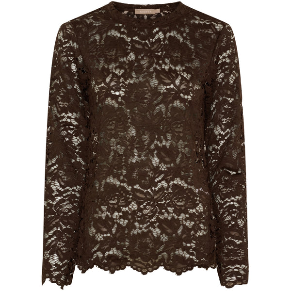 MARTA DU CHATEAU Marta du Chateau dam långärmad spets-t-shirt MdcMilley 7707 LS Tee Moro