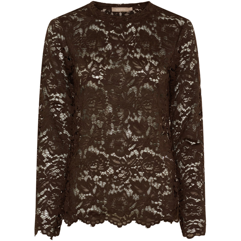 MARTA DU CHATEAU Marta du Chateau dam långärmad spets-t-shirt MdcMilley 7707 LS Tee Moro