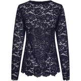 MARTA DU CHATEAU Marta du Chateau dam långärmad spets-t-shirt MdcMilley 7707 LS Tee Navy