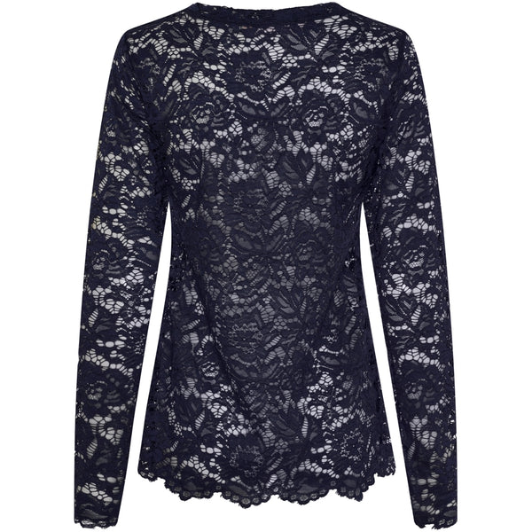 MARTA DU CHATEAU Marta du Chateau dam långärmad spets-t-shirt MdcMilley 7707 LS Tee Navy