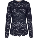 MARTA DU CHATEAU Marta du Chateau dam långärmad spets-t-shirt MdcMilley 7707 LS Tee Navy