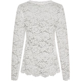 MARTA DU CHATEAU Marta du Chateau dam långärmad spets-t-shirt MdcMilley 7707 LS Tee White