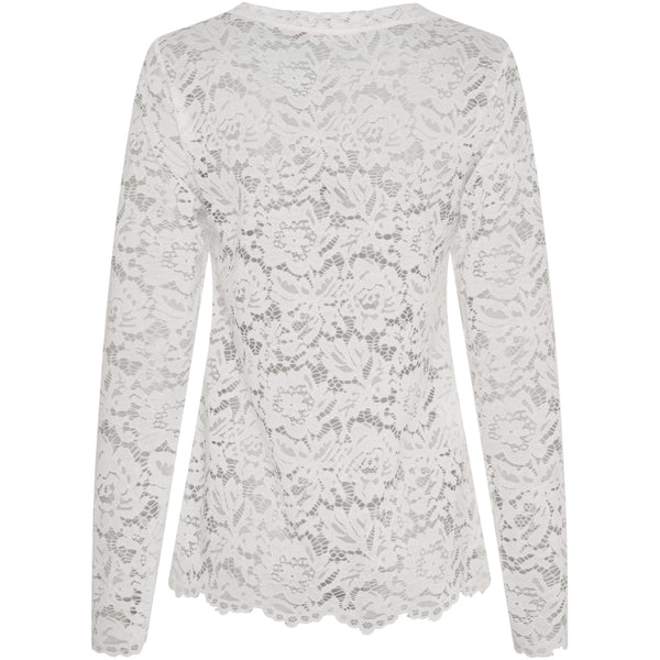 MARTA DU CHATEAU Marta du Chateau dam långärmad spets-t-shirt MdcMilley 7707 LS Tee White