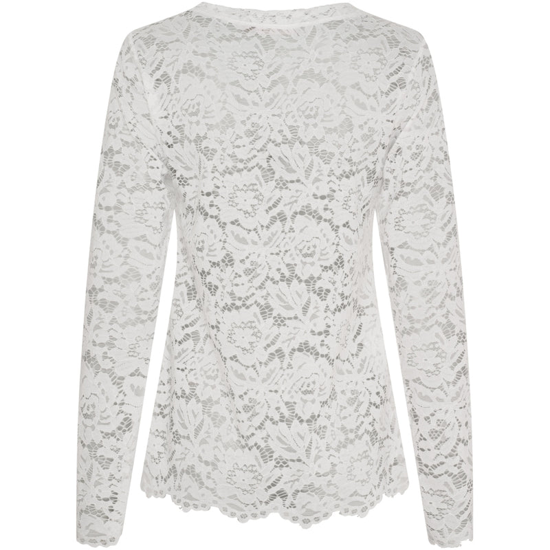 MARTA DU CHATEAU Marta du Chateau dam långärmad spets-t-shirt MdcMilley 7707 LS Tee White