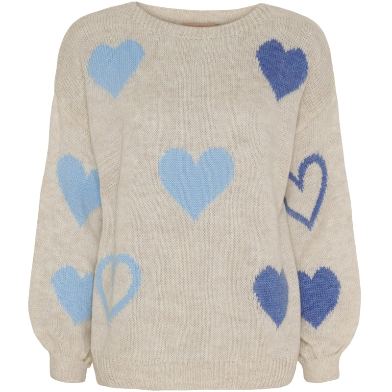 MARTA DU CHATEAU Marta du Chateau dam stickad tröja MdcAmarante 64023 Knit Beige/Jeans/Celeste