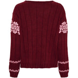 MARTA DU CHATEAU Marta du Chateau dam stickad tröja MdcBruna 8154 Knit Bordeaux/Pink