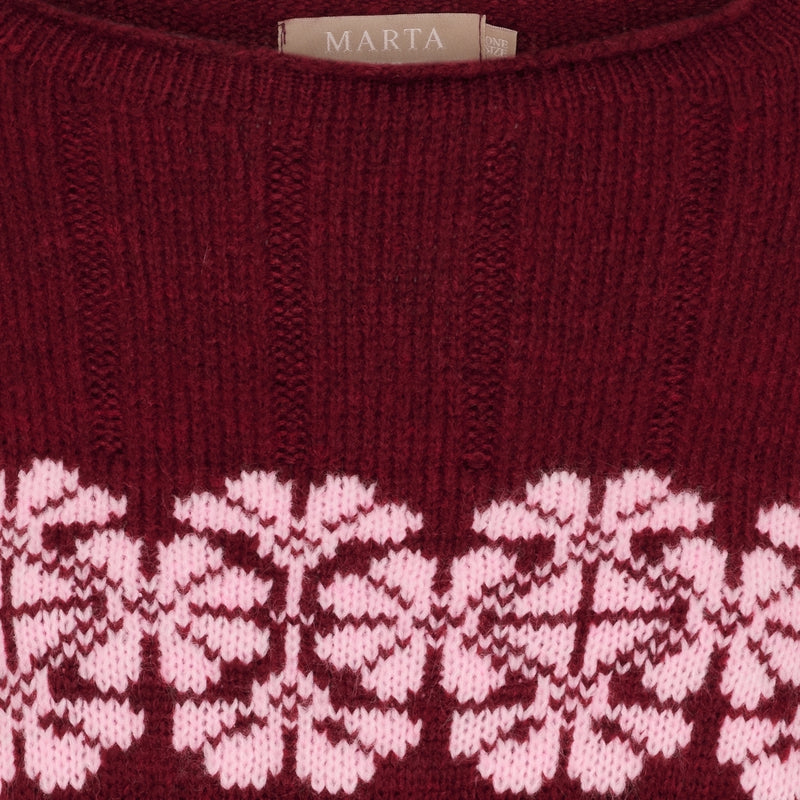 MARTA DU CHATEAU Marta du Chateau dam stickad tröja MdcBruna 8154 Knit Bordeaux/Pink