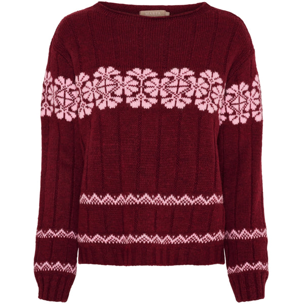 MARTA DU CHATEAU Marta du Chateau dam stickad tröja MdcBruna 8154 Knit Bordeaux/Pink