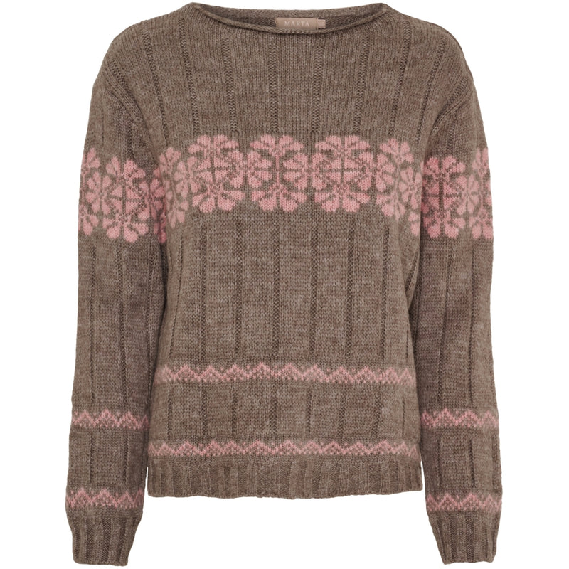 MARTA DU CHATEAU Marta du Chateau dam stickad tröja MdcBruna 8154 Knit Fango/Rose