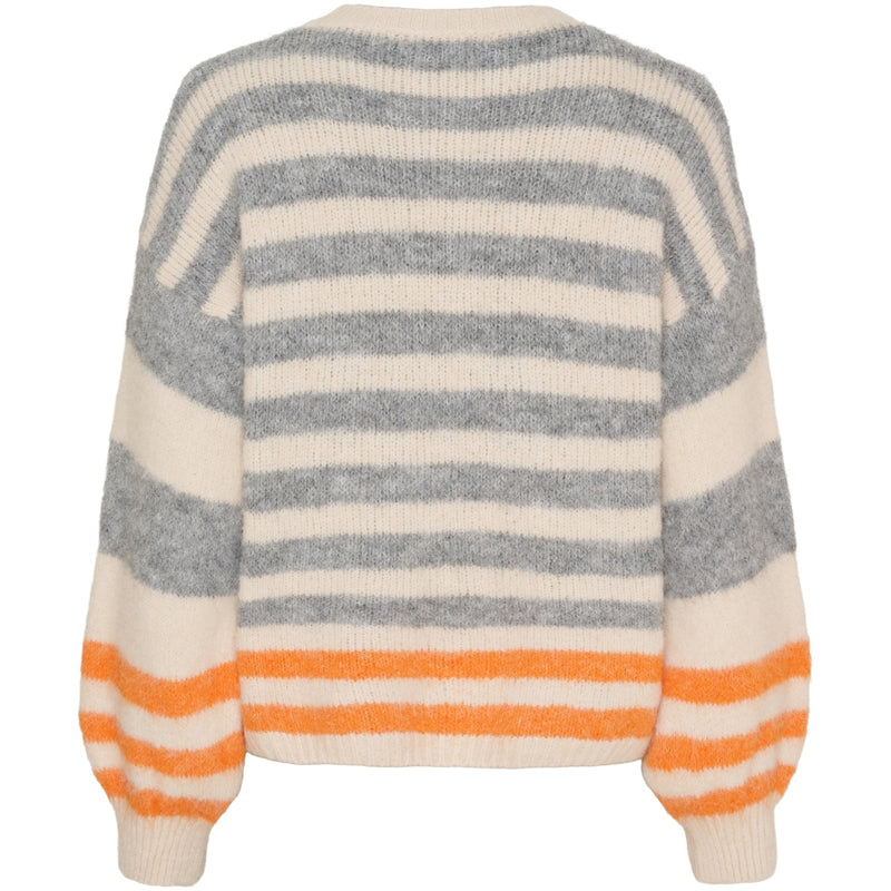 MARTA DU CHATEAU Marta du Chateau dam stickad tröja MdcCassie 8130 Knit Beige/Grigio8808/Orange8823