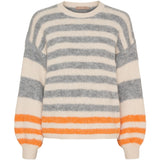 MARTA DU CHATEAU Marta du Chateau dam stickad tröja MdcCassie 8130 Knit Beige/Grigio8808/Orange8823