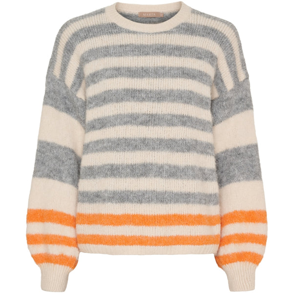 MARTA DU CHATEAU Marta du Chateau dam stickad tröja MdcCassie 8130 Knit Beige/Grigio8808/Orange8823