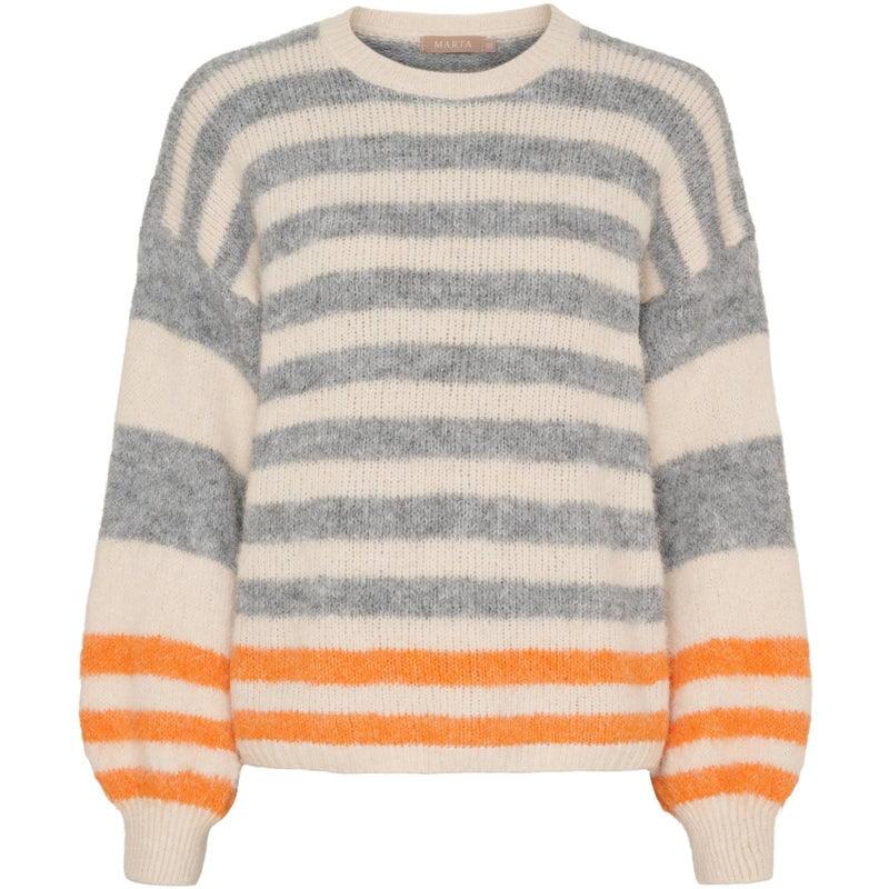 MARTA DU CHATEAU Marta du Chateau dam stickad tröja MdcCassie 8130 Knit Beige/Grigio8808/Orange8823