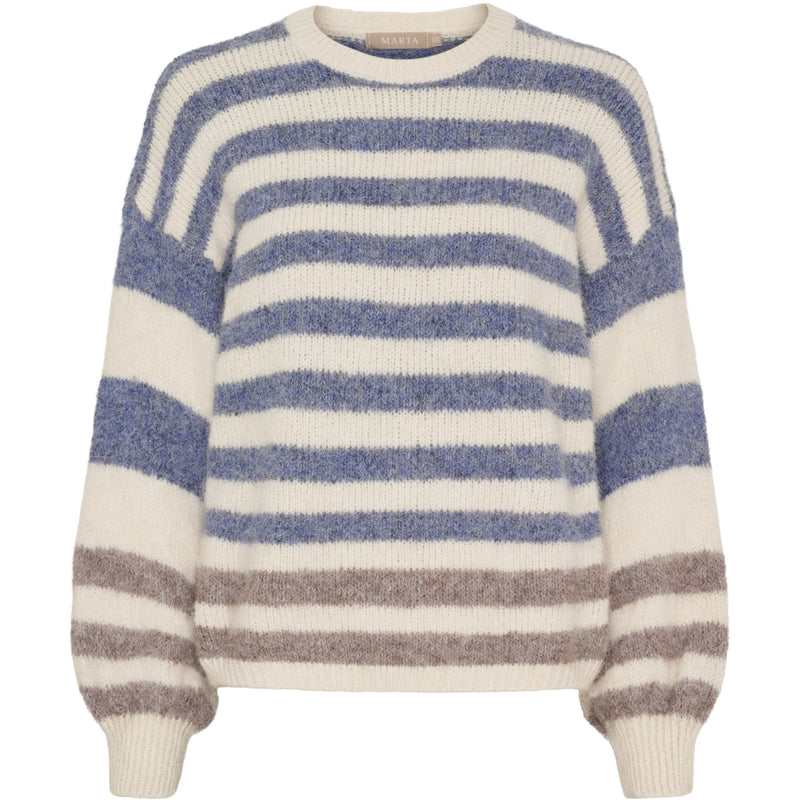 MARTA DU CHATEAU Marta du Chateau dam stickad tröja MdcCassie 8130 Knit Beige/Jeans8819/Fango8804