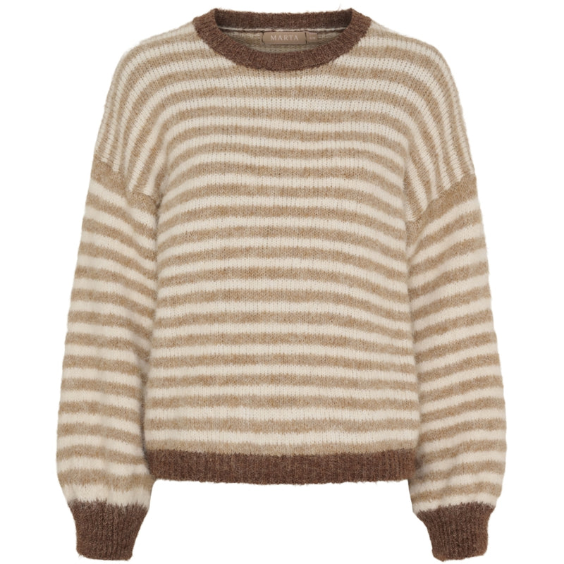 MARTA DU CHATEAU Marta du Chateau dam stickad tröja MdcDanielle 8080 Knit Beige/Fango/Moro