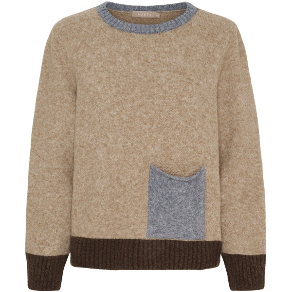 MARTA DU CHATEAU Marta du Chateau dam stickad tröja MdcElora KN8031 Knit Camel Denim