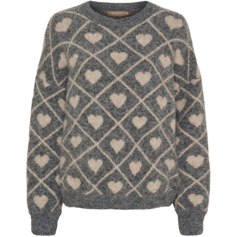 MARTA DU CHATEAU Marta du Chateau dam stickad tröja MdcFeray 8151 Knit Grigio9513/Beige9504