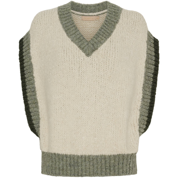 MARTA DU CHATEAU Marta du Chateau dam stickad väst MdcMie 3371 Vest Beige/Kaki