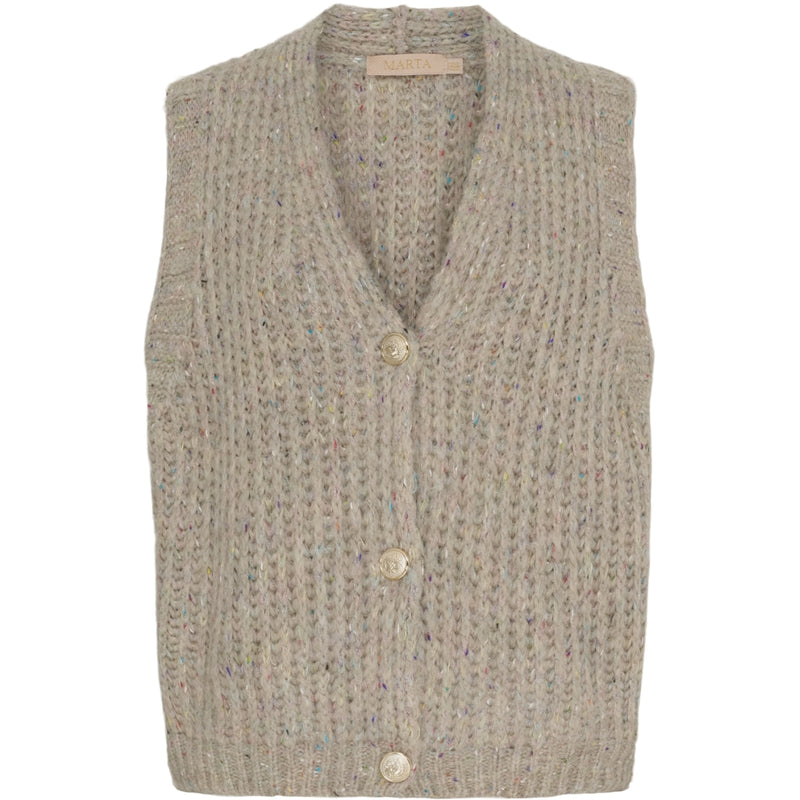 MARTA DU CHATEAU Marta du Chateau dame strik vest MdcOdile A0029 Knit Beige