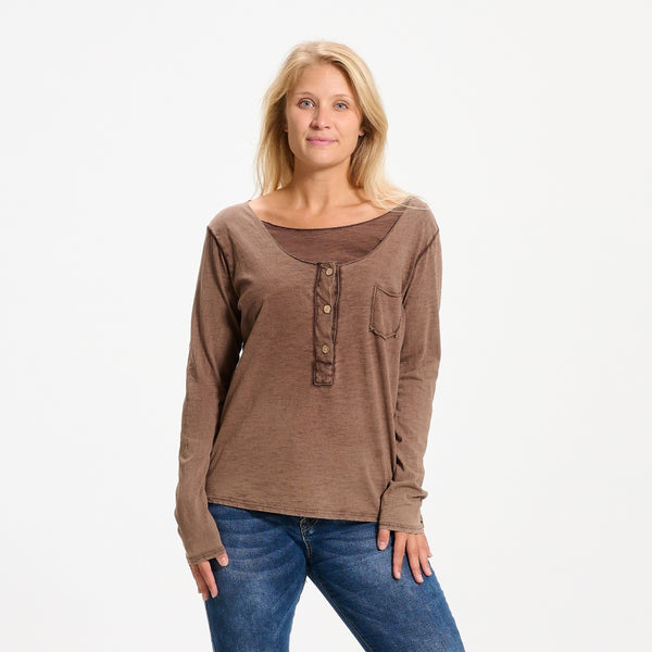 MARTA DU CHATEAU Marta du chateau dam blus 40955 T-shirt long sleeves Moro