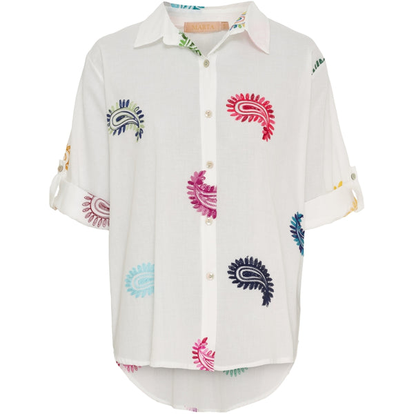 MARTA DU CHATEAU Marta du chateau dam skjorta MdcEster 5155 Shirt White Multi Cashmere