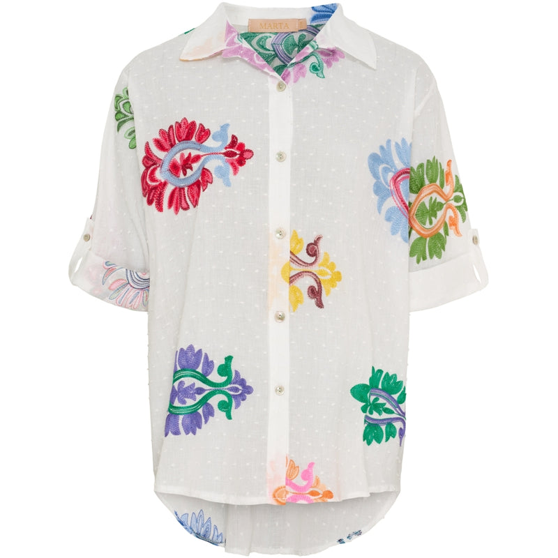 MARTA DU CHATEAU Marta du chateau dam skjorta MdcEster 5155 Shirt White Multi Fiorentina