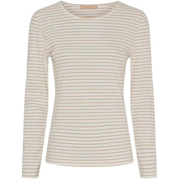 MARTA DU CHATEAU Marta du Chateau Dam långärmad T-Shirt MdcNancy 6111 LS Tee Beige/white