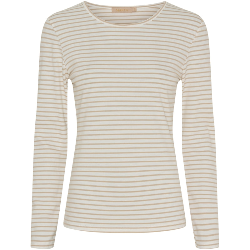 MARTA DU CHATEAU Marta du Chateau Dam långärmad T-Shirt MdcNancy 6111 LS Tee Beige/white
