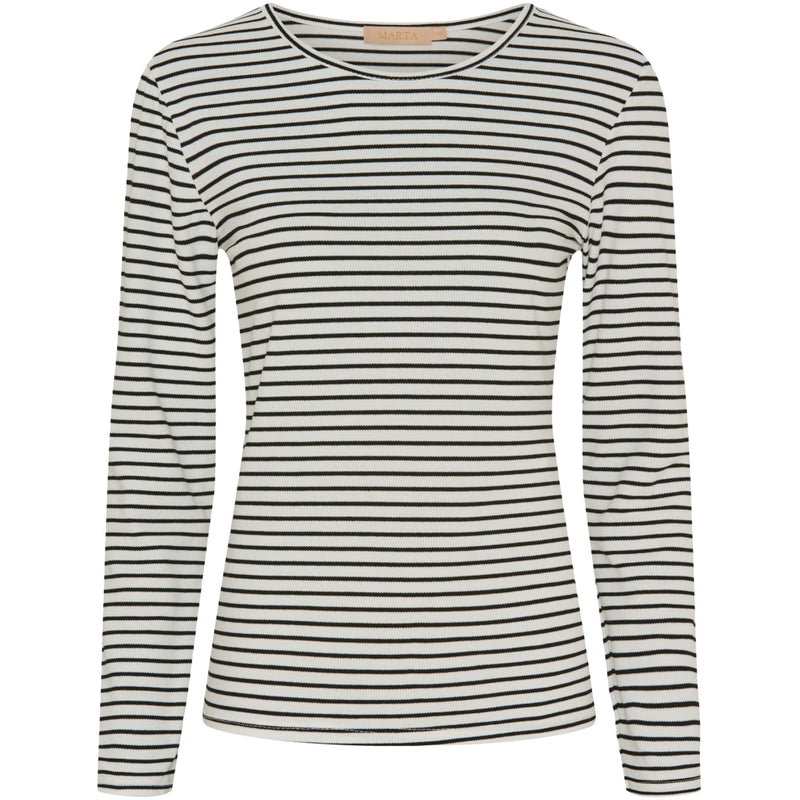 MARTA DU CHATEAU Marta du Chateau Dam långärmad T-Shirt MdcNancy 6111 LS Tee Black/White