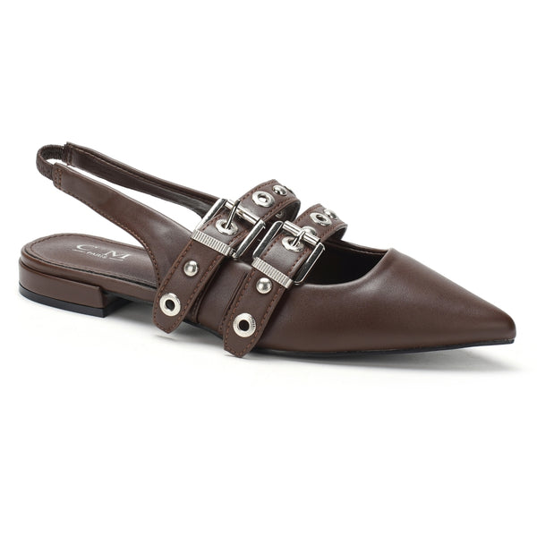 SHOES Nadja dam sling tillbaka ballerinaskor 77-638 Shoes Brown