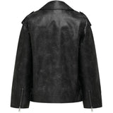 ONLY ONLWAVES FAUX LEATHER WASH JACKET OTW Jacket Black Washed