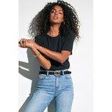 ONLY ONLY DAM FAUX LÄDER BÄLTE ONLRASMI Belts BLACK/SHINY SILVER BUCKLE