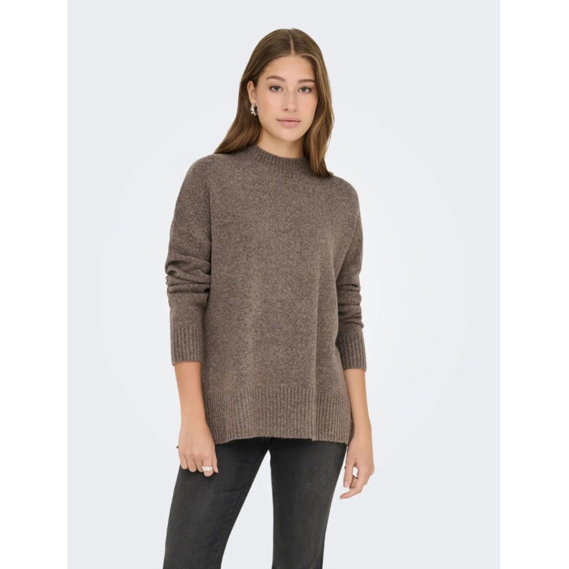 ONLY ONLY DAM STICKAD TRÖJA ONLHAZEL Knit Brown Lentil MELANGE