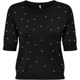 ONLY ONLY DAM STICKAD TRÖJA ONLVENICE Knit Black White Pearls