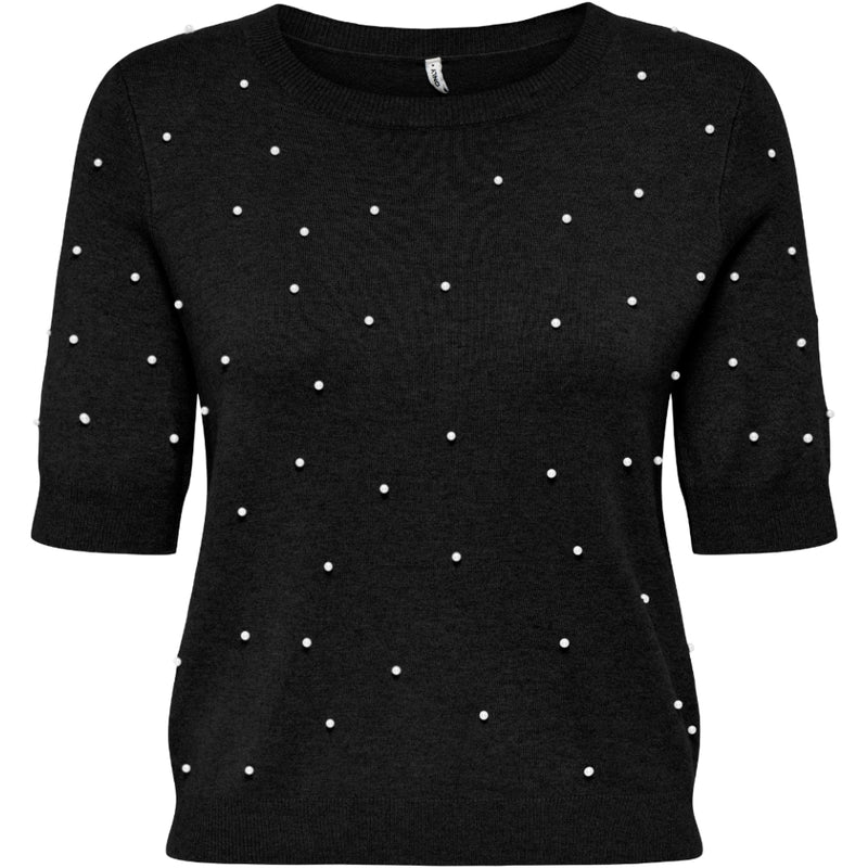 ONLY ONLY DAM STICKAD TRÖJA ONLVENICE Knit Black White Pearls