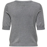 ONLY ONLY DAM STICKAD TRÖJA ONLVENICE Knit Light Grey Melange White Pearls