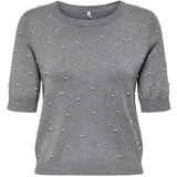ONLY ONLY DAM STICKAD TRÖJA ONLVENICE Knit Light Grey Melange White Pearls