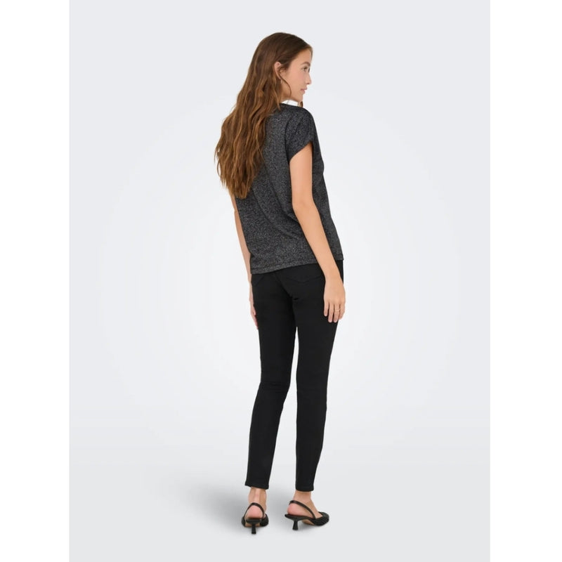 ONLY ONLY DAM TOPP ONLMOSTER Top Black Silver lurex