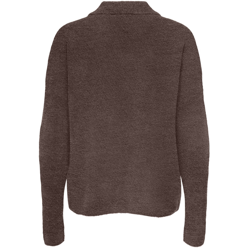 ONLY ONLY Dam Stickad Polo ONLTALIO Knit Chocolate Martini Detail:Melange/DTM Horn Button