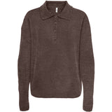ONLY ONLY Dam Stickad Polo ONLTALIO Knit Chocolate Martini Detail:Melange/DTM Horn Button